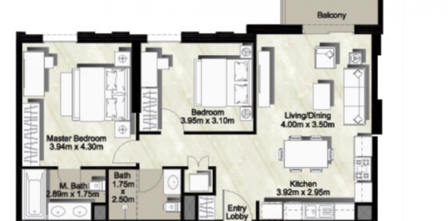Apartament në Dubai, Emiratet e Bashkuara Arabe 2 dhoma gjumi, 82 m2. № 48237