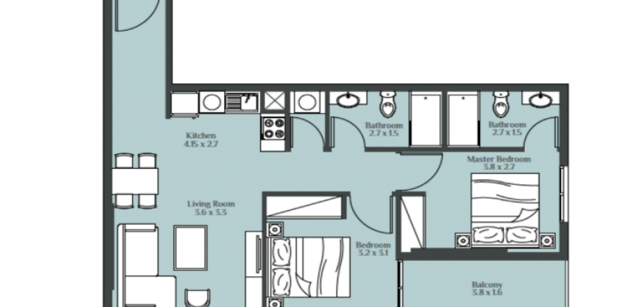 شقة في دبي 2 غرفة نوم ، 70 متر مربع . ر قم 46486