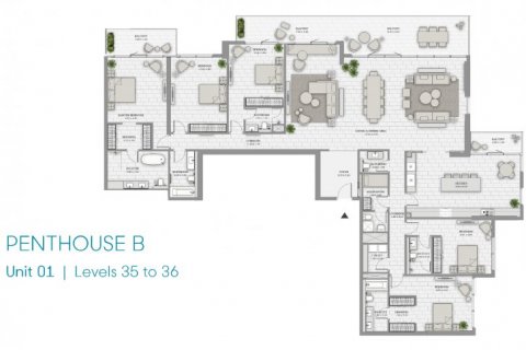 פנטהאוס למכירה ב Jumeirah Beach Residence, Dubai, איחוד האמירויות  5 חדרי שינה, 414 מ"ר, מספר 6680 - תמונה 14