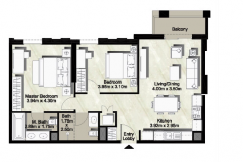 דירה למכירה ב Dubai, איחוד האמירויות  2 חדרי שינה, 82 מ"ר, מספר 48237 - תמונה 1