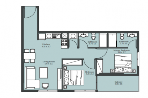 Appartamento in vendita a Dubai, EAU 2 camere da letto, 70 mq. № 46486 - foto 1